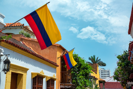 Colombian Flags in Cartagena
