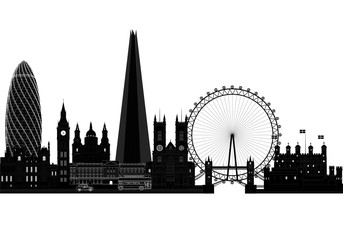 London city skyline silhouette, vector illustration. Isolated