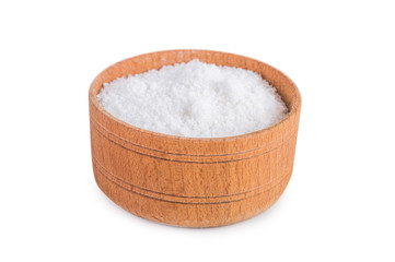 salt in  bowl on white background
