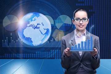 Businesswoman in stock trading business concept