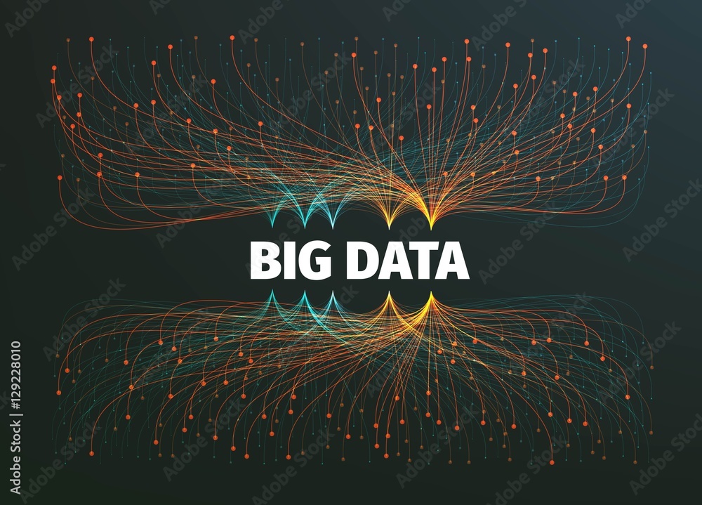 Poster big data background vector illustration. information streams. future technology