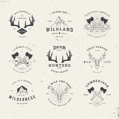 wildlife hunters logo set