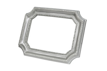 Silver picture frame isolated on white with clipping path.