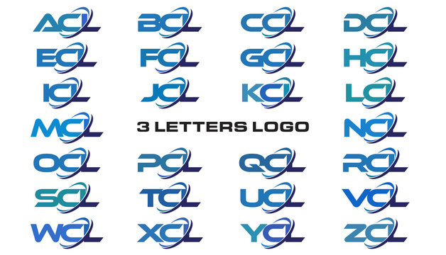 3 letters modern generic swoosh logo ACL, BCL, CCL, DCL, ECL, FCL, GCL, HCL, ICL, JCL, KCL, LCL, MCL, NCL, OCL, PCL, QCL, RCL, SCL,TCL, UCL, VCL, WCL, XCL, YCL, ZCL