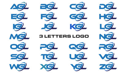 3 letters modern generic swoosh logo AGL, BGL, CGL, DGL, EGL, FGL, GGL, HGL, IGL, JGL, KGL, LGL, MGL, NGL, OGL, PGL, QGL, RGL, SGL,TGL, UGL, VGL, WGL, XGL, YGL, ZGL