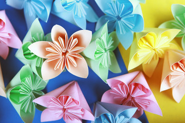 Разноцветные бумажные цветки