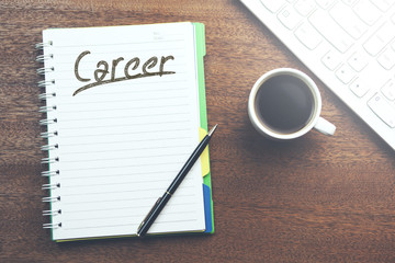 Career : text inside notebook and keyboard