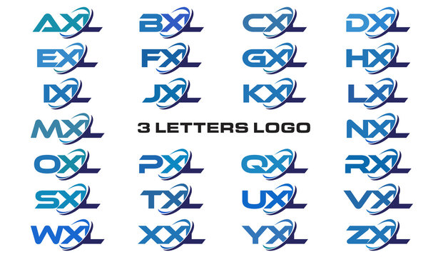 3 letters modern generic swoosh logo AXL, BXL, CXL, DXL, EXL, FXL, GXL, HXL, IXL, JXL, KXL, LXL, MXL, NXL, OXL, PXL, QXL, RXL, SXL,TXL, UXL, VXL, WXL, XXL, YXL, ZXL