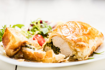 chicken breast stuffed spinach in puff pastry