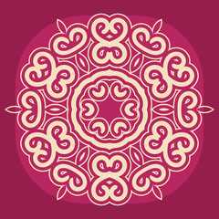 Christmas white and red ornamental background with decorative snowflakes. Xmas napkin design in flat and simple style