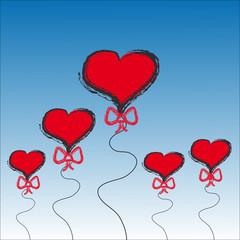 Hearts balloon on blue background