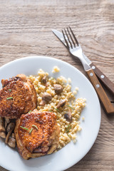 Spicy chicken with bulgur and mushrooms