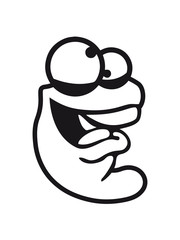 Confused worm head creep crazy comic cartoon face laugh crazy funny logo design silly comic