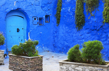 Architectural detail in the old Medina of Chefchaouen, Morocco, Africa