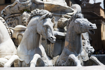 horses at the Neptune Statue in Florence