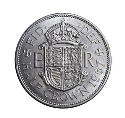 old British half crown coin from the pre-decimalization era