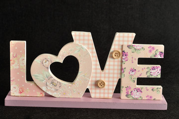 Valentine's Day. Love in pink letters