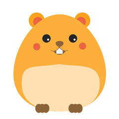 Cute kawaii hamster cahracter. Children style, vector illustration