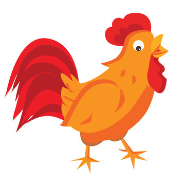 Rooster in cartoon style, 2017 new year symbol. Isolated cock