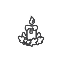 Christmas candle icon on the white background. New Year set of icons. Christmas holidays