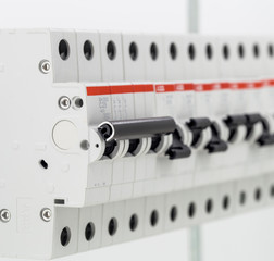 electric machines, switches, isolated on white background, closeup