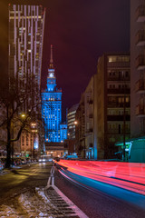 Warsaw architecture by night  - 129233282