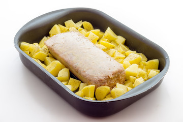 Meatloaf with potatoes to cook