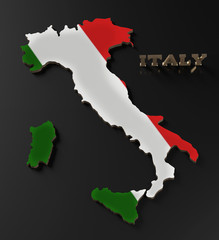 Map of Italy with flag