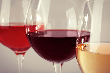 Wine glasses on white background