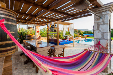 villa exterior with decoration