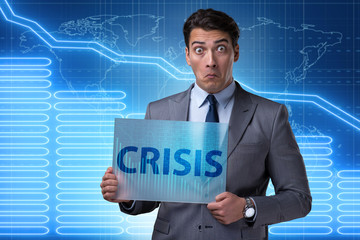 Businessman in crisis business concept