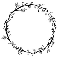 Leaves wreath icon. Plant floral garden decoration and ornament theme. Isolated design. Vector illustration