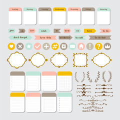 Design elements for website. Template for notebooks. Monthly pla