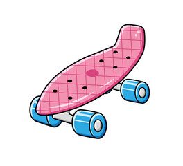 Pink plastic cruiser skate board isolated.