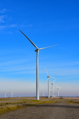 Wind farms generating clean renewable energy in North Dakota.
