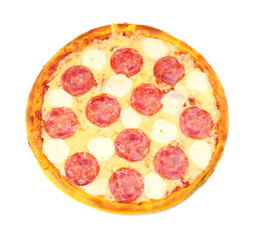 Tasty pizza on white background