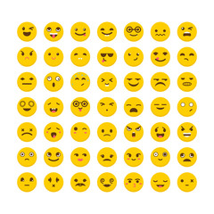 Naklejka premium Set of emoticons. Funny cartoon faces. Avatars. Cute emoji icons