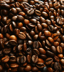 Roasted coffee beans, can be used as a background