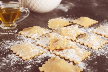 Uncooked ravioli, close up