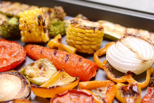 Grilled slices of vegetables, closeup