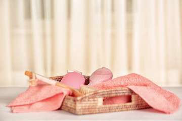 Beautiful spa composition on blurred background