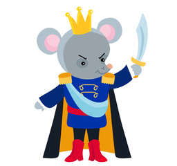 Mouse King from the ballet Nutcracker. Vector illustration isolated on white background.