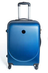 New modern carbon suitcase isolated on white