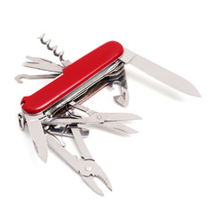 Swiss army type penknife isolated on white