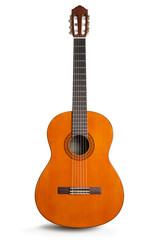 Obraz premium Gitara klasyczna na białym tle