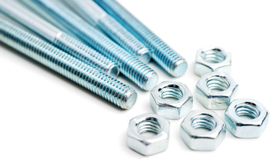 Screws and nuts isolated on white