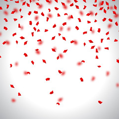 Red paper in flight on a light background, vector illustration