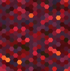 Abstract seamless background consisting of hexagons. Geometric design for business presentations or web template banner flyer. Vector illustration. Purple, brown, orange colors.