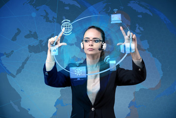 Businesswoman in global computing concept
