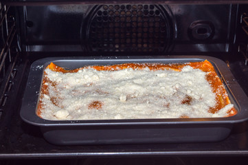 lasagna baked in the oven